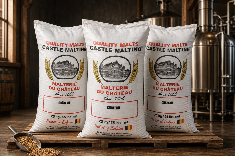 Sacos de Castle Malting en bodega